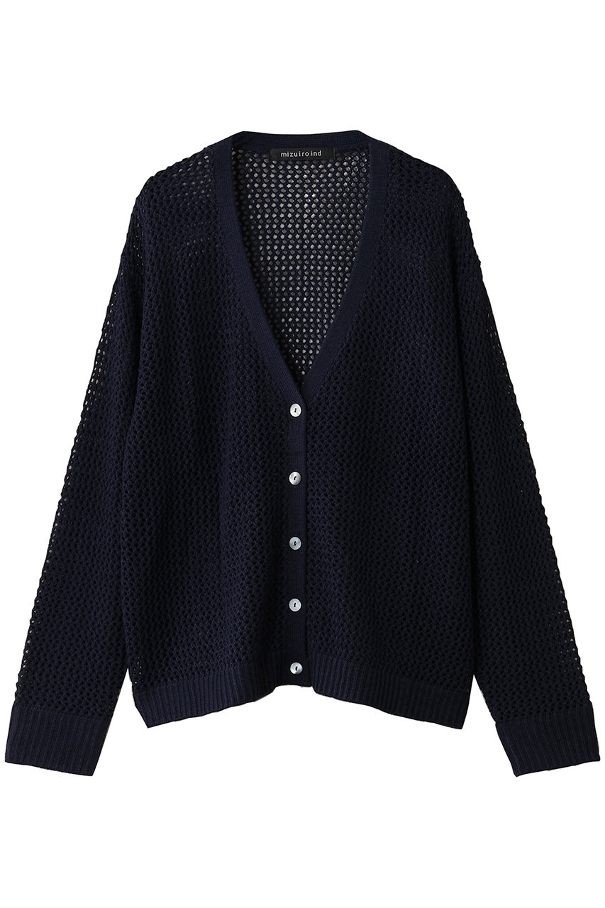 mizuiro ind mesh V neck C/D カーディガン (navy, F) ミズイロインド ELLE SHOP mizuiro ind mesh V neck C/D カーディガン (navy, F) ミズイロインド ELLE SHOP
