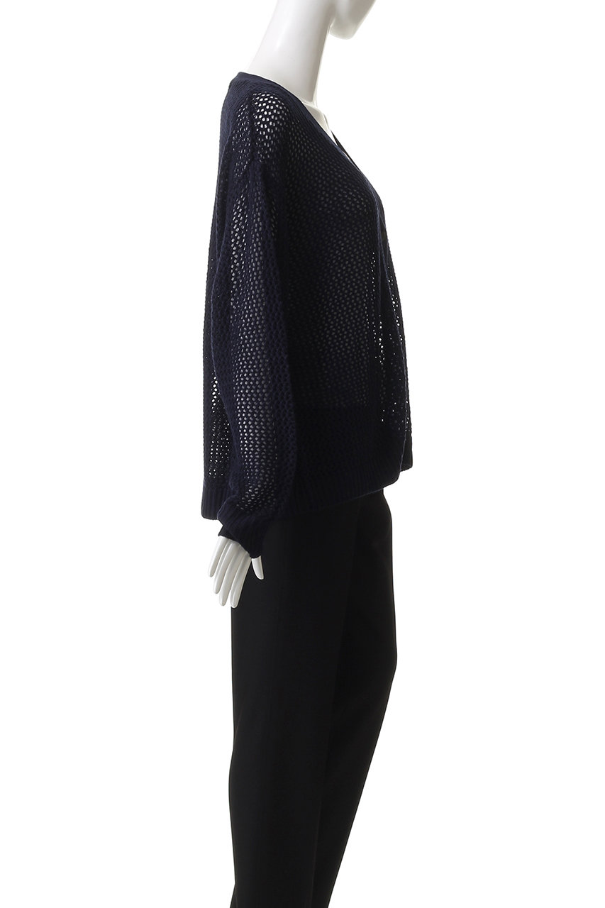 mizuiro ind(ミズイロインド)｜メッシュVネックカーディガン/navy の  