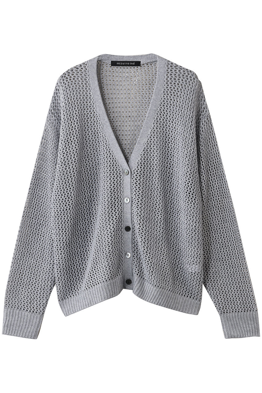 mizuiro ind mesh V neck C/D カーディガン (l.gray, F) ミズイロインド ELLE SHOP mizuiro ind mesh V neck C/D カーディガン (l.gray, F) ミズイロインド ELLE SHOP