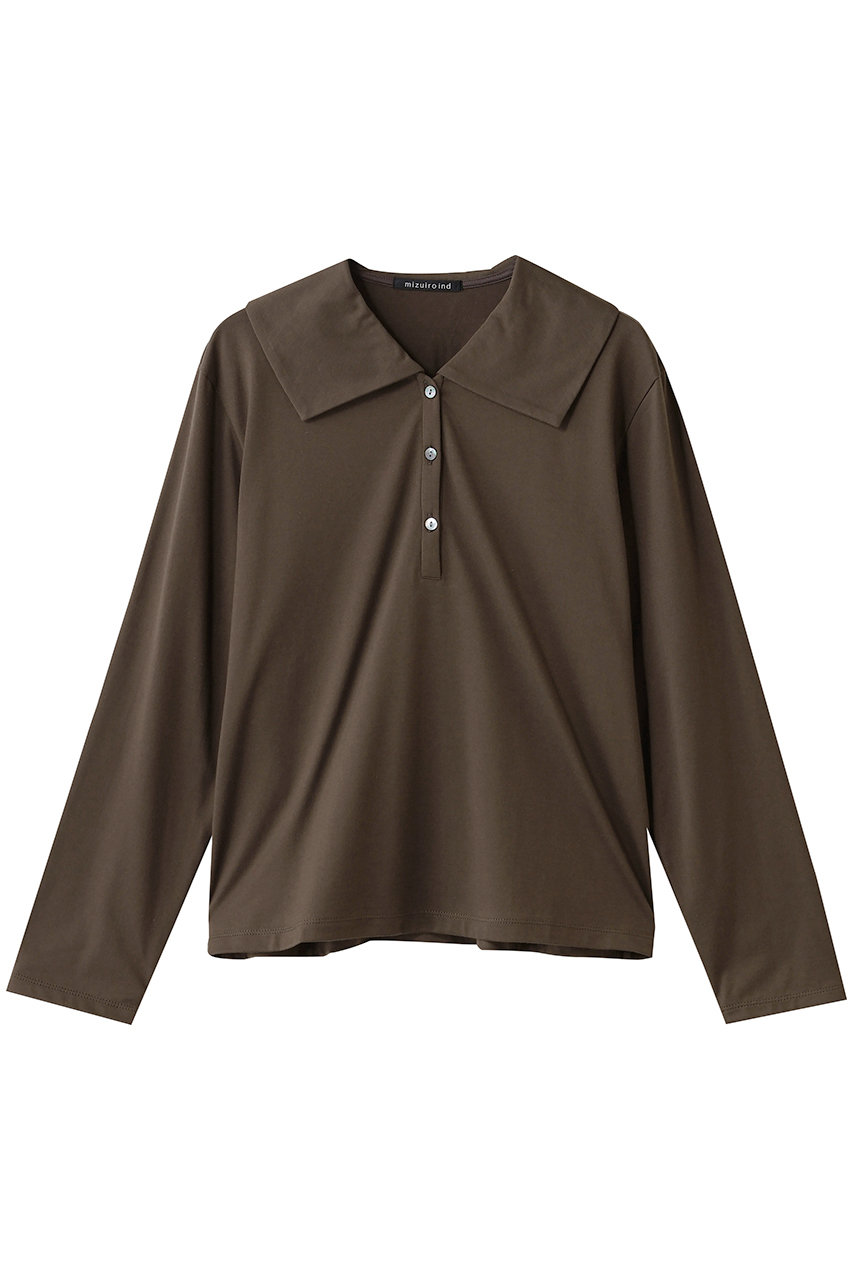 mizuiro ind wide collar polo shirt シャツ (d.brown, F) ミズイロインド ELLE SHOP mizuiro ind wide collar polo shirt シャツ (d.brown, F) ミズイロインド ELLE SHOP