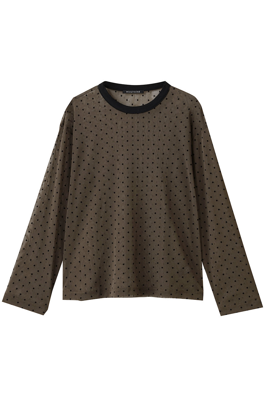 mizuiro ind mesh dots crew neck P/O プルオーバー (brown, F) ミズイロインド ELLE SHOP mizuiro ind mesh dots crew neck P/O プルオーバー (brown, F) ミズイロインド ELLE SHOP