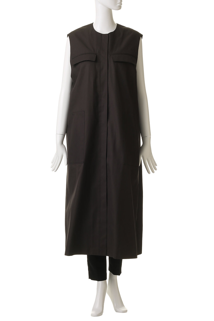 mizuiro ind(ミズイロインド)｜ポケット付きクルーネックロングジレ/c