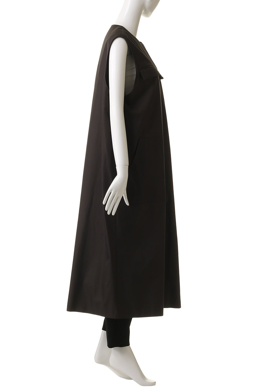 mizuiro ind(ミズイロインド)｜ポケット付きクルーネックロングジレ/c