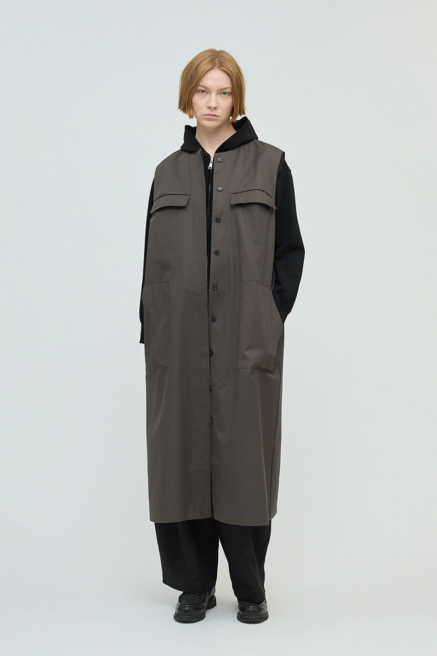 mizuiro ind(ミズイロインド)｜crew neck long gilet with pockets