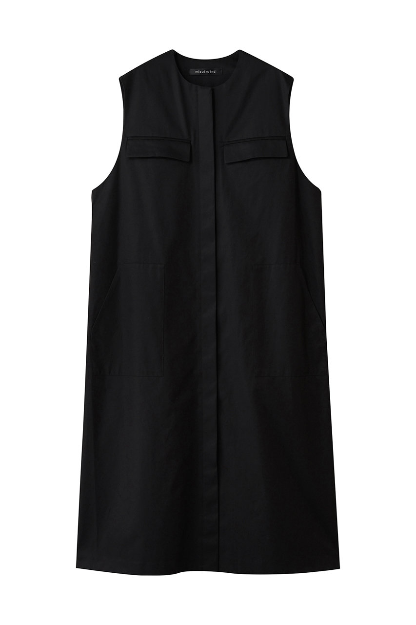 mizuiro ind crew neck long gilet with pockets ジレ (black, F) ミズイロインド ELLE SHOP mizuiro ind crew neck long gilet with pockets ジレ (black, F) ミズイロインド ELLE SHOP