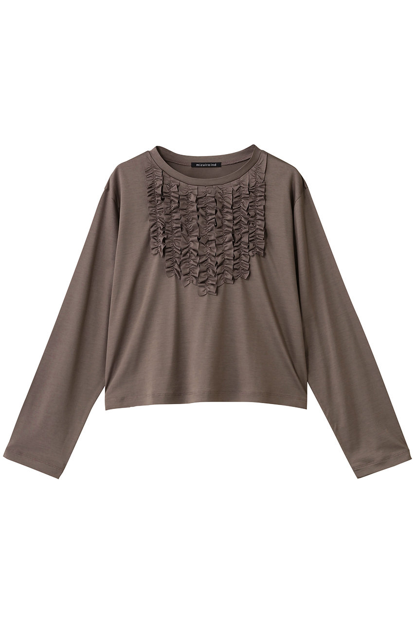mizuiro ind front frill P/O プルオーバー (beige, F) ミズイロインド ELLE SHOP mizuiro ind front frill P/O プルオーバー (beige, F) ミズイロインド ELLE SHOP