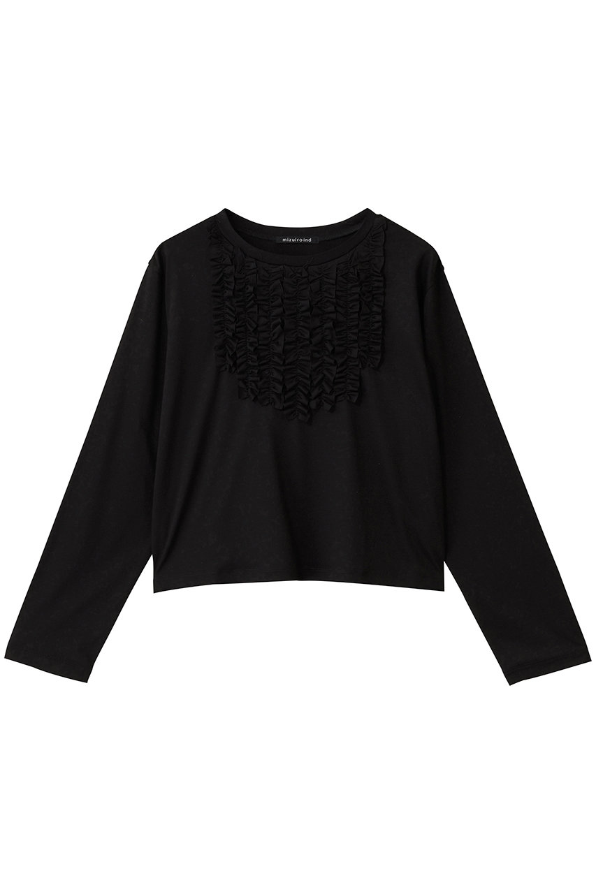 mizuiro ind front frill P/O プルオーバー (black, F) ミズイロインド ELLE SHOP mizuiro ind front frill P/O プルオーバー (black, F) ミズイロインド ELLE SHOP