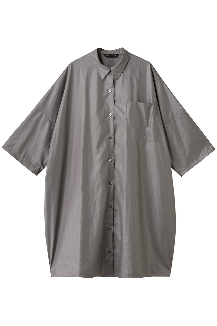 mizuiro ind glossy wide half slv shirt OP ワンピース (gray, F) ミズイロインド ELLE SHOP mizuiro ind glossy wide half slv shirt OP ワンピース (gray, F) ミズイロインド ELLE SHOP