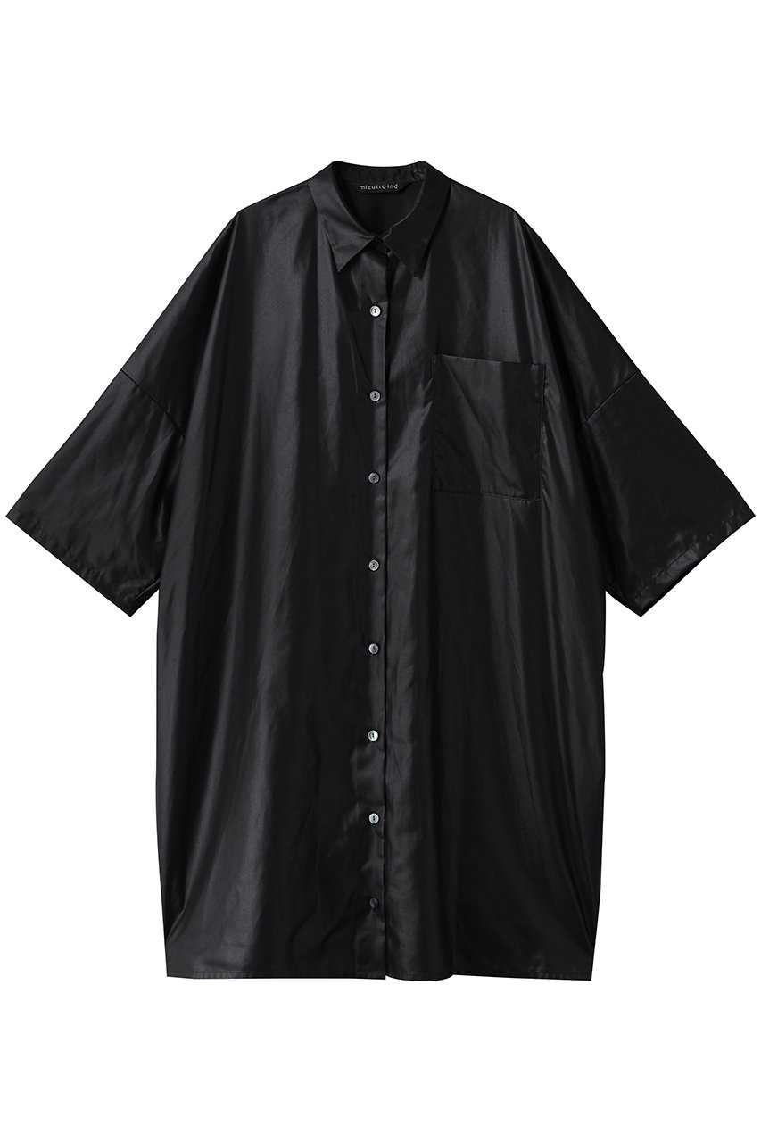 mizuiro ind glossy wide half slv shirt OP ワンピース (black, F) ミズイロインド ELLE SHOP mizuiro ind glossy wide half slv shirt OP ワンピース (black, F) ミズイロインド ELLE SHOP