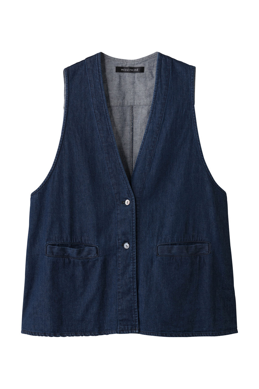 mizuiro ind denim vest ベスト (フェード, F) ミズイロインド ELLE SHOP mizuiro ind denim vest ベスト (フェード, F) ミズイロインド ELLE SHOP