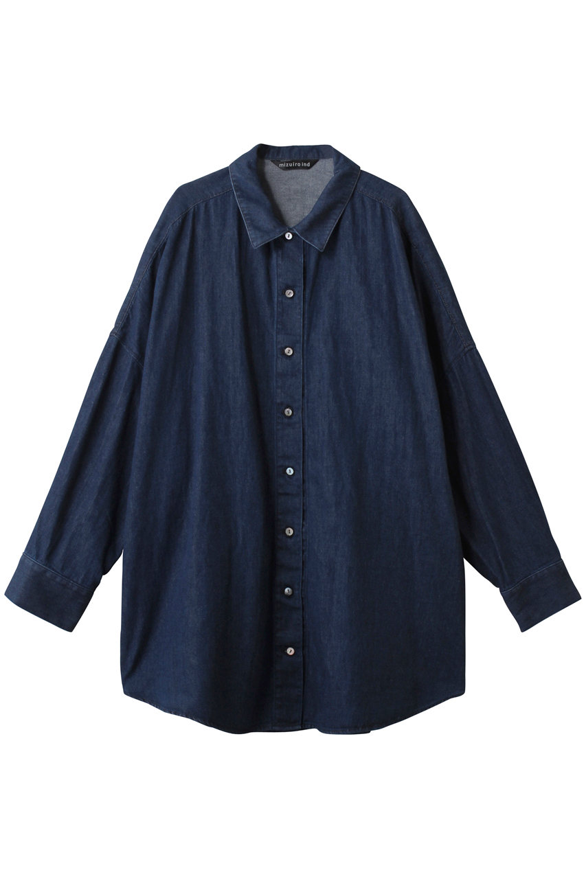 mizuiro ind denim wide shirt シャツ (blue, F) ミズイロインド ELLE SHOP mizuiro ind denim wide shirt シャツ (blue, F) ミズイロインド ELLE SHOP