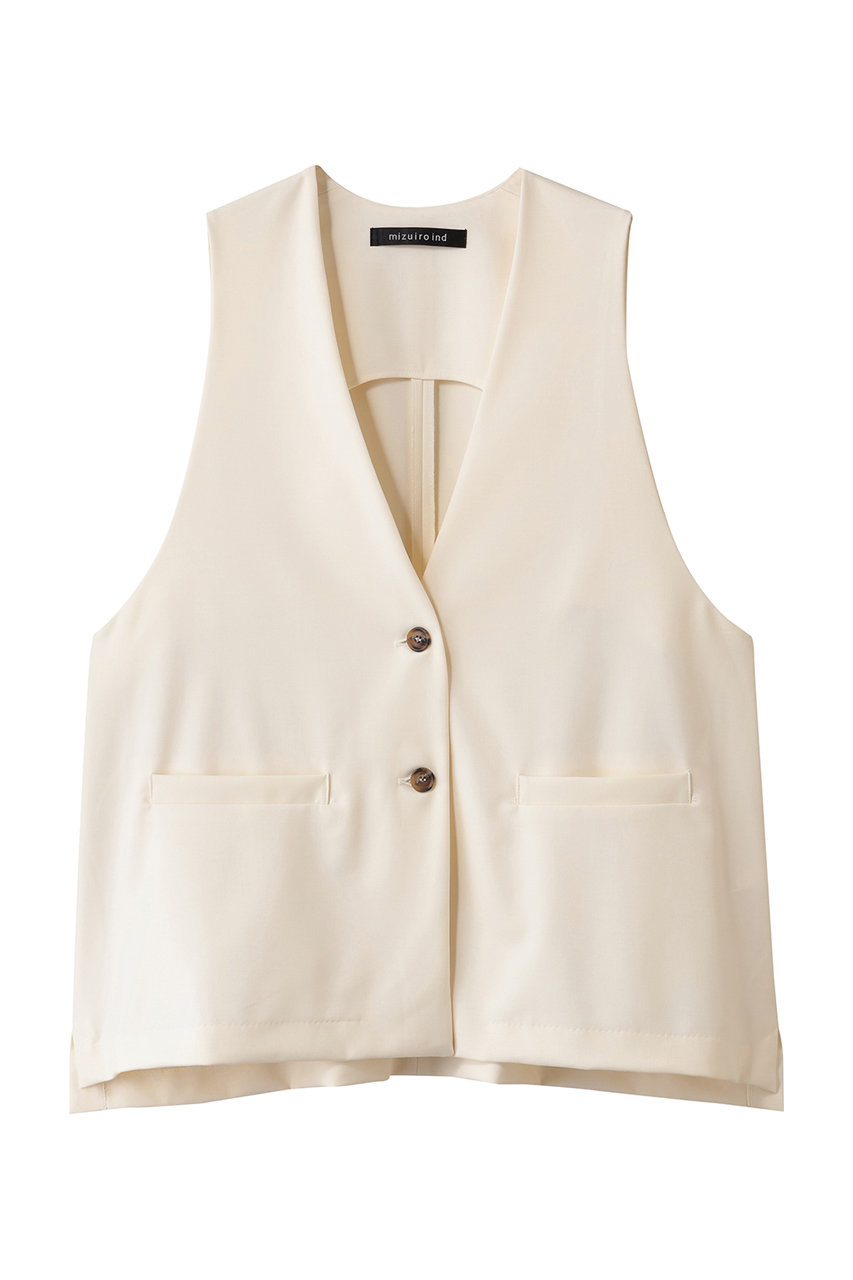 mizuiro ind deep V neck wide vest ベスト (ivory, F) ミズイロインド ELLE SHOP mizuiro ind deep V neck wide vest ベスト (ivory, F) ミズイロインド ELLE SHOP