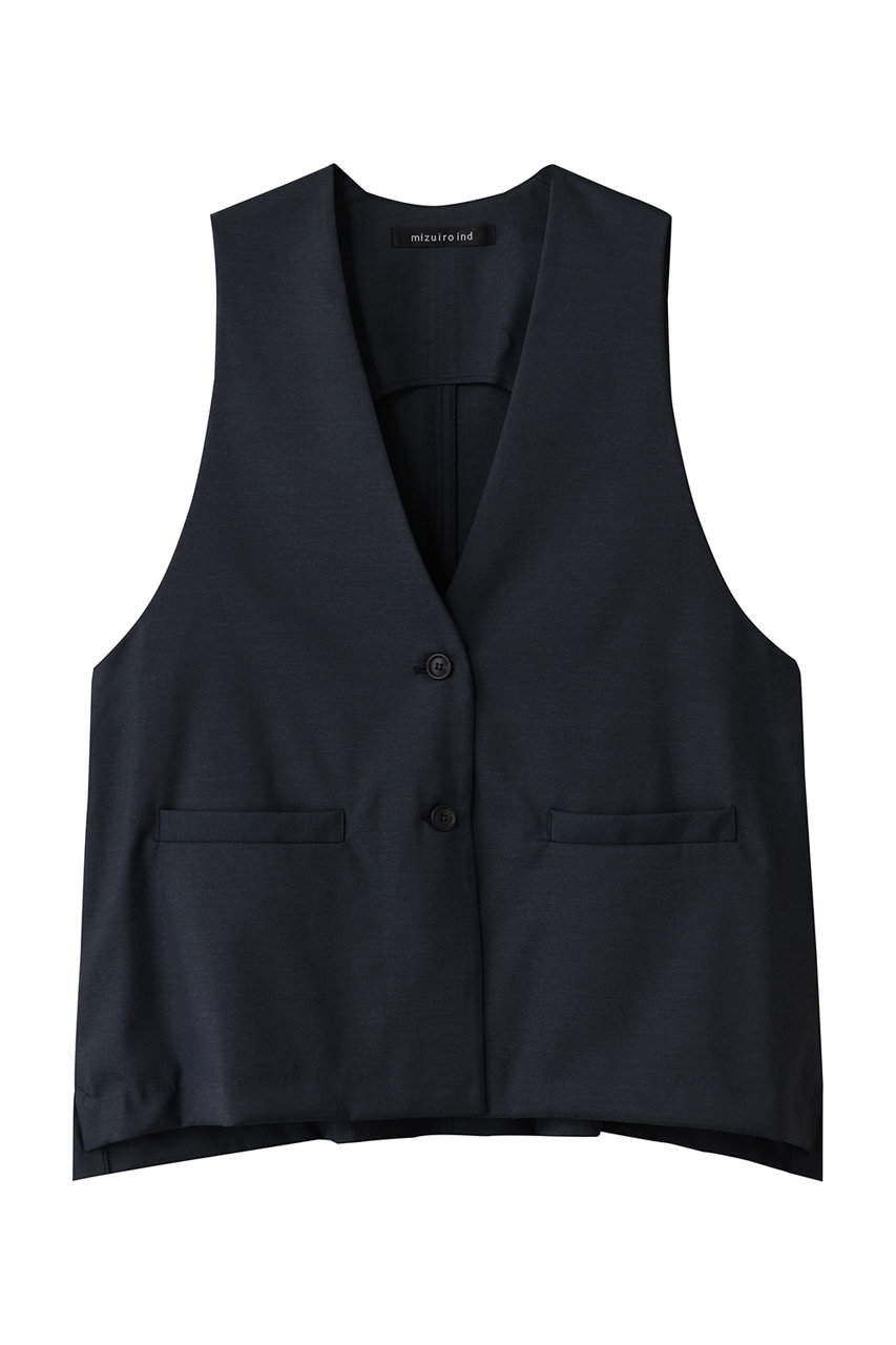 mizuiro ind deep V neck wide vest ベスト (navyA, F) ミズイロインド ELLE SHOP mizuiro ind deep V neck wide vest ベスト (navyA, F) ミズイロインド ELLE SHOP