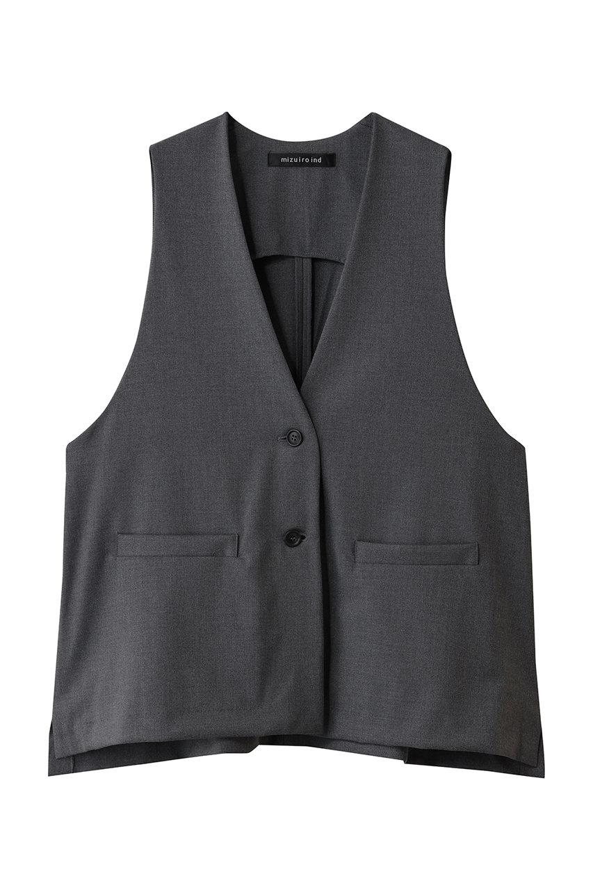 mizuiro ind deep V neck wide vest ベスト (grayA, F) ミズイロインド ELLE SHOP mizuiro ind deep V neck wide vest ベスト (grayA, F) ミズイロインド ELLE SHOP
