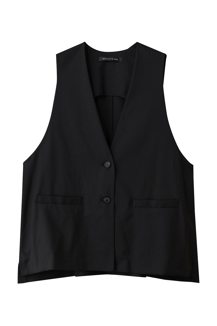 mizuiro ind deep V neck wide vest ベスト (blackA, F) ミズイロインド ELLE SHOP mizuiro ind deep V neck wide vest ベスト (blackA, F) ミズイロインド ELLE SHOP