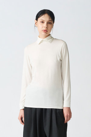 ミズイロインド/mizuiro indのシャツカラーハイネックプルオーバー(110400/110402)