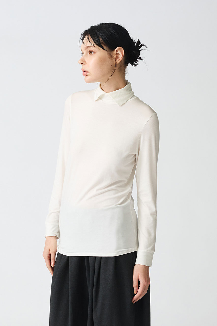 mizuiro ind(ミズイロインド)｜シャツカラーハイネックプルオーバー