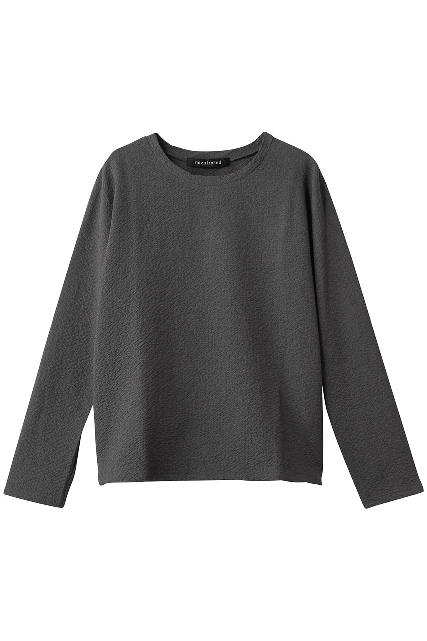 mizuiro ind jacquard crew neck P/O プルオーバー (gray, F) ミズイロインド ELLE SHOP mizuiro ind jacquard crew neck P/O プルオーバー (gray, F) ミズイロインド ELLE SHOP