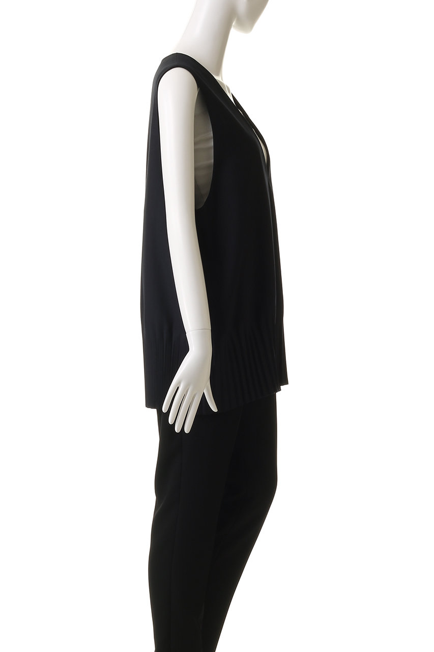 mizuiro ind(ミズイロインド)｜プリーツヘムVネックベスト/navy の通販