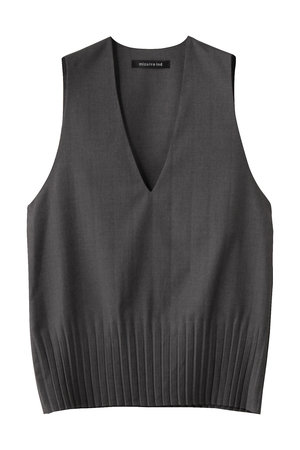 ミズイロインド/mizuiro indのpleats hem V neck vest ベスト(110300/110301)