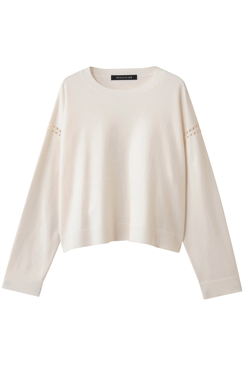 mizuiro ind crew neck wide tunic crochet チュニック (ivory, F) ミズイロインド ELLE SHOP mizuiro ind crew neck wide tunic crochet チュニック (ivory, F) ミズイロインド ELLE SHOP