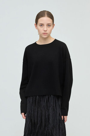 ミズイロインド/mizuiro indのクルーネックワイドニットクロシェ(110500/110505)