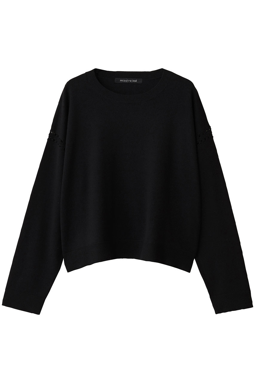 mizuiro ind crew neck wide tunic crochet チュニック (black, F) ミズイロインド ELLE SHOP mizuiro ind crew neck wide tunic crochet チュニック (black, F) ミズイロインド ELLE SHOP
