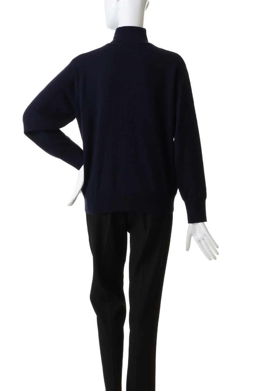 mizuiro ind(ミズイロインド)｜ハイネックジップカーディガン/navy の