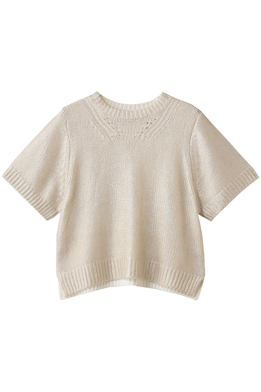 mizuiro ind foil printing half slv P/O プルオーバー (off white, F) ミズイロインド ELLE SHOP mizuiro ind foil printing half slv P/O プルオーバー (off white, F) ミズイロインド ELLE SHOP