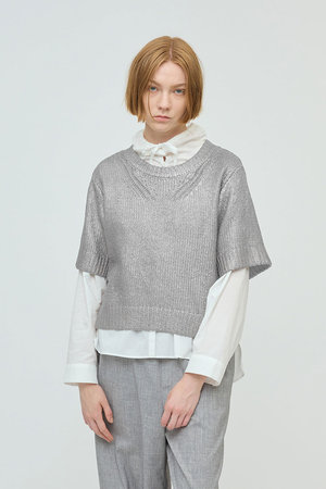 ミズイロインド/mizuiro indの箔プリントハーフスリーブプルオーバー(110300/110301)