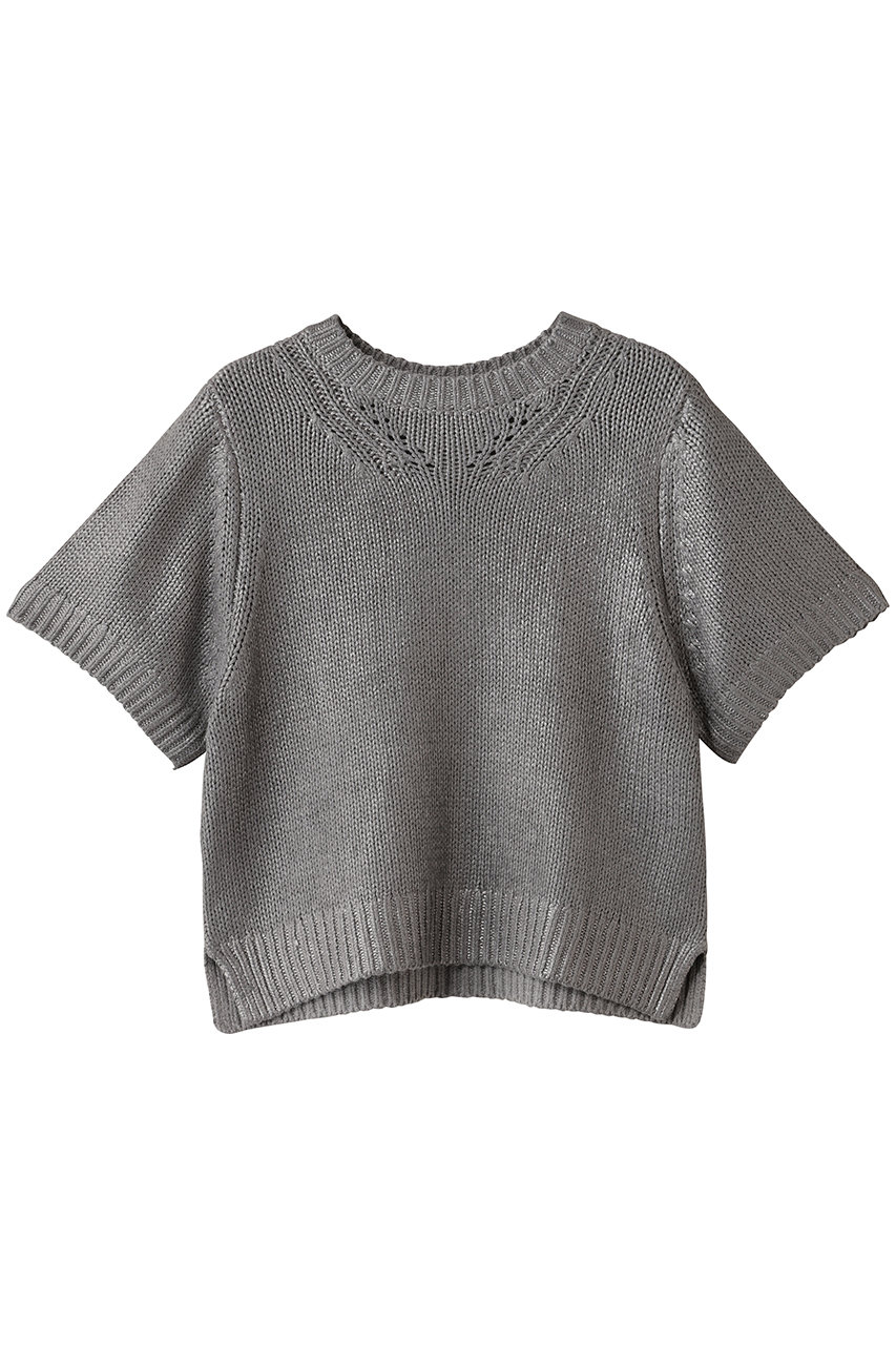 mizuiro ind foil printing half slv P/O プルオーバー (gray, F) ミズイロインド ELLE SHOP