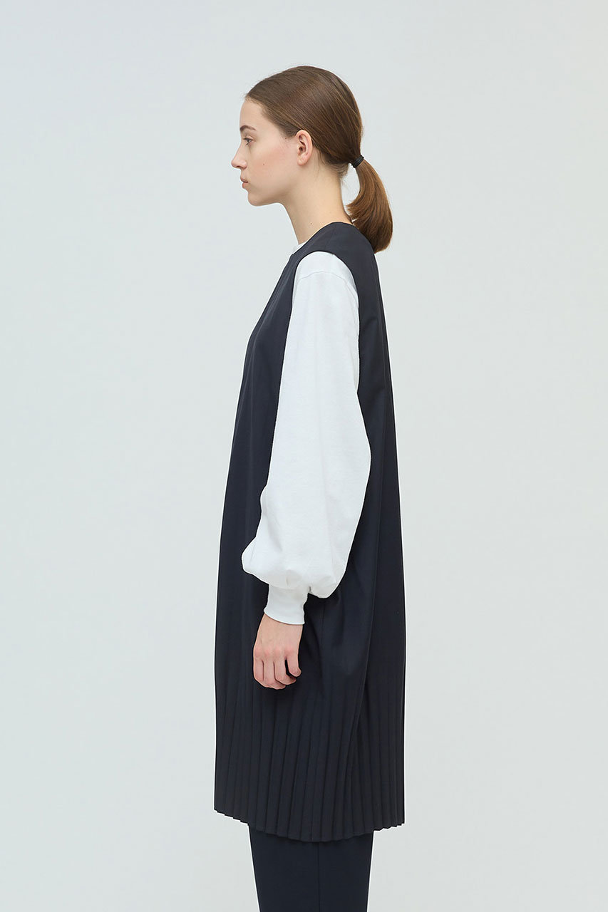 mizuiro ind(ミズイロインド)｜プリーツヘムノースリーブワンピース