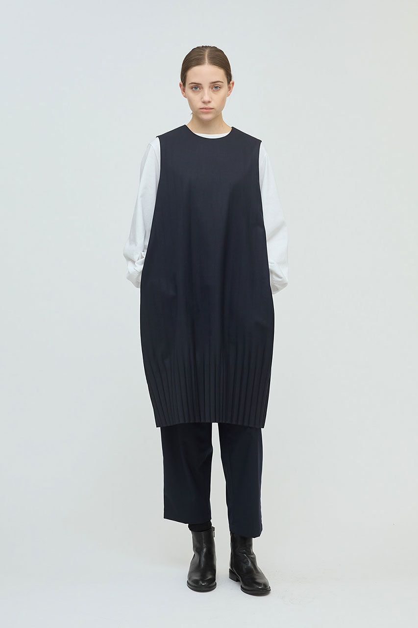 mizuiro ind(ミズイロインド)｜pleats hem N.S OP ワンピース/navy の