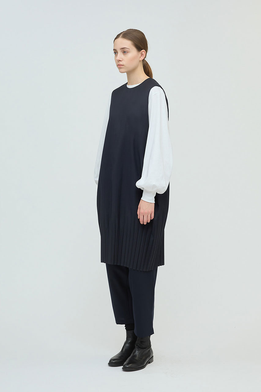 mizuiro ind(ミズイロインド)｜プリーツヘムノースリーブワンピース