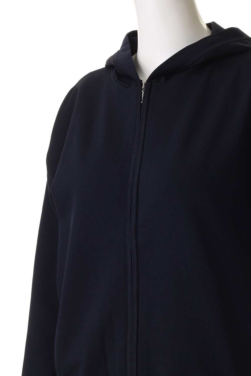 mizuiro ind(ミズイロインド)｜ジップフードニットプルオーバー/navy