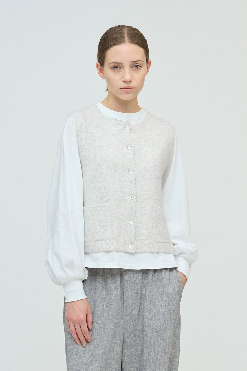 mizuiro ind(ミズイロインド)｜ブークレクルーネックベスト/off white