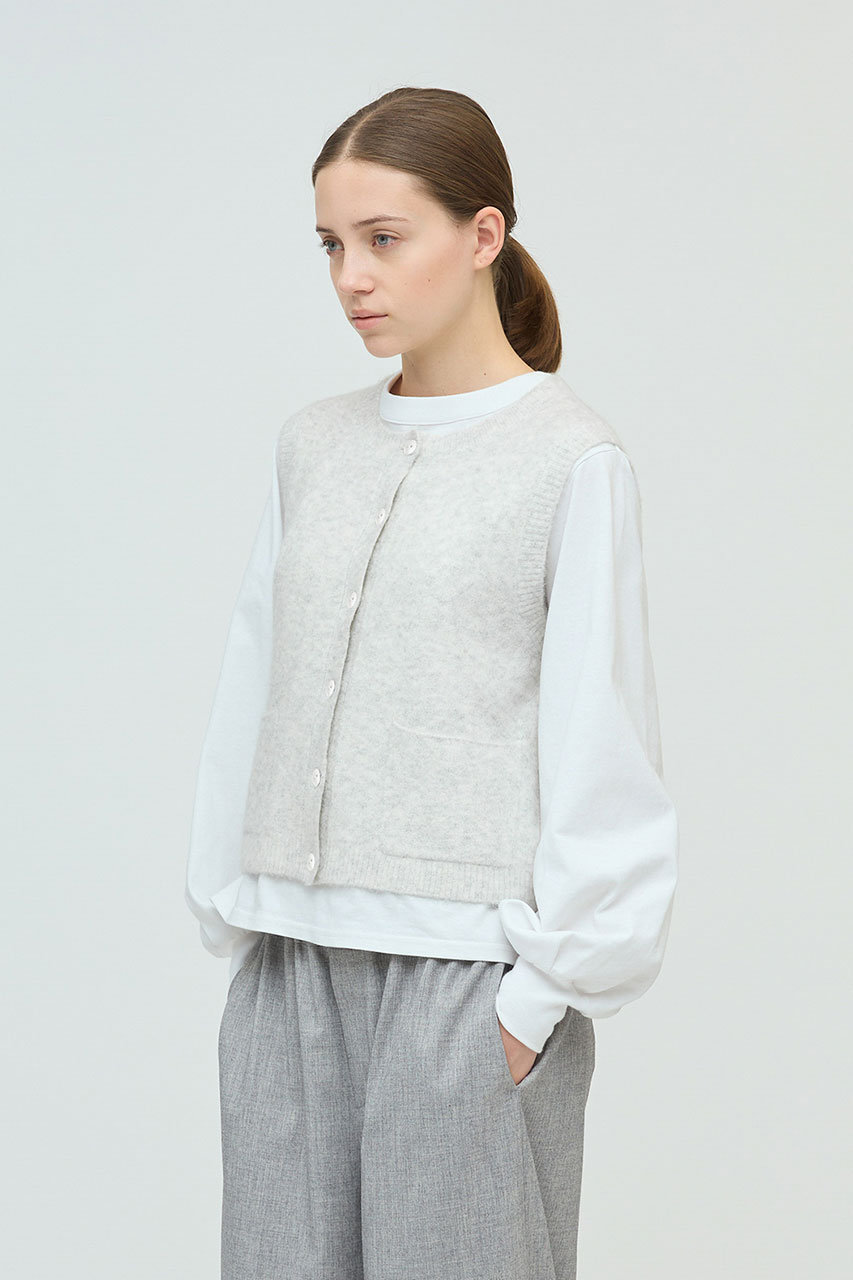 mizuiro ind(ミズイロインド)｜ブークレクルーネックベスト/off white