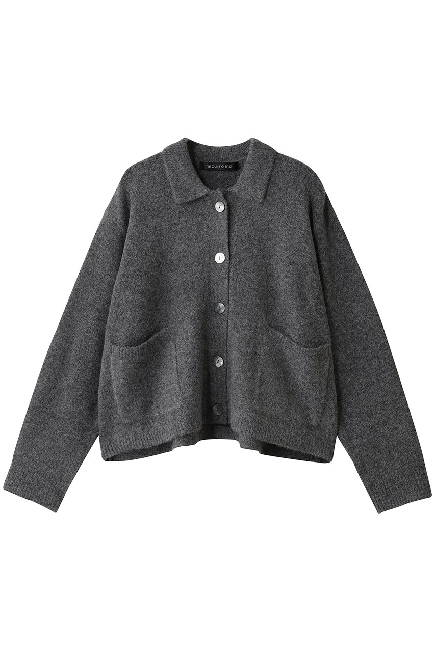 mizuiro ind short C/D with collar カーディガン (c.gray, F) ミズイロインド ELLE SHOP mizuiro ind short C/D with collar カーディガン (c.gray, F) ミズイロインド ELLE SHOP