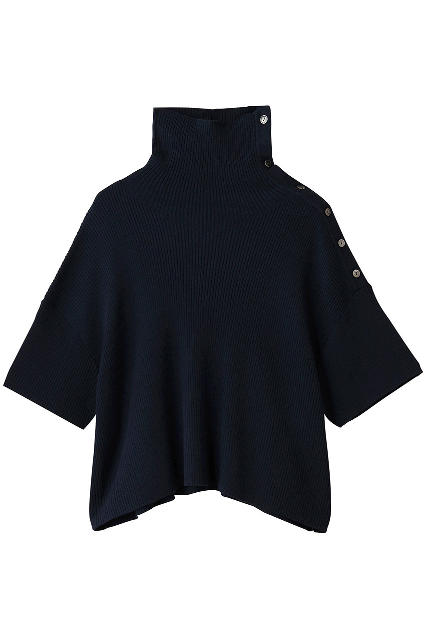 mizuiro ind asymmetry collar rib P/O プルオーバー (navy, F) ミズイロインド ELLE SHOP mizuiro ind asymmetry collar rib P/O プルオーバー (navy, F) ミズイロインド ELLE SHOP