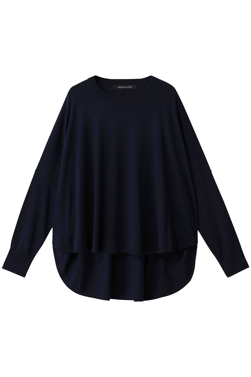 mizuiro ind front seemed cocoon P/O プルオーバー (navy, F) ミズイロインド ELLE SHOP mizuiro ind front seemed cocoon P/O プルオーバー (navy, F) ミズイロインド ELLE SHOP