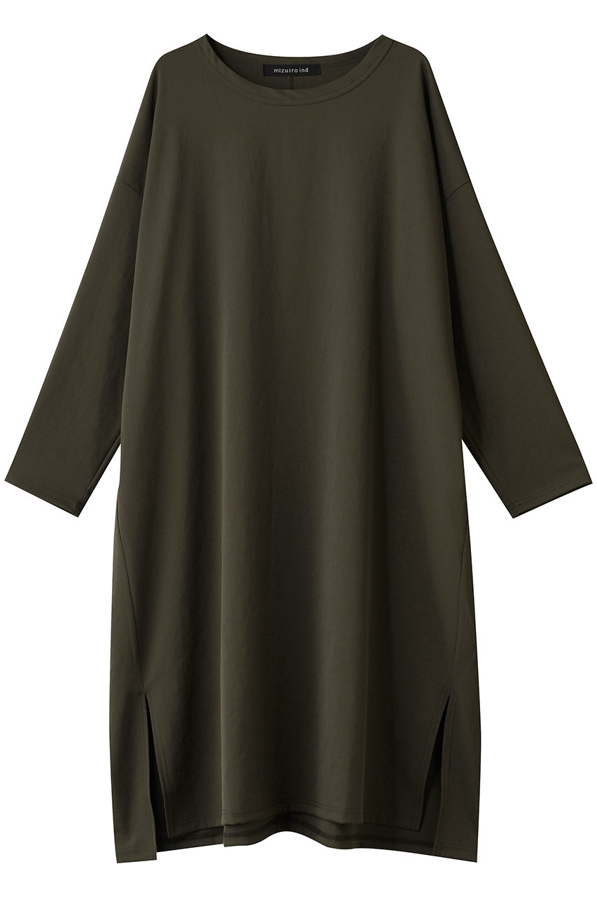 mizuiro ind crew neck long OP ワンピース (khaki, F) ミズイロインド ELLE SHOP mizuiro ind crew neck long OP ワンピース (khaki, F) ミズイロインド ELLE SHOP