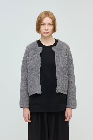 ミズイロインド/mizuiro indのhairly crew neck C/D with pockets カーディガン(110300/110303)