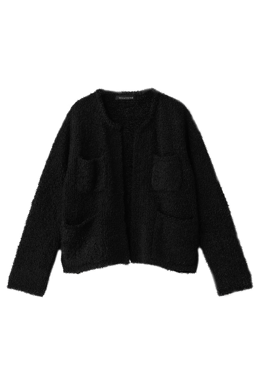 mizuiro ind hairly crew neck C/D with pockets カーディガン (black, F) ミズイロインド ELLE SHOP mizuiro ind hairly crew neck C/D with pockets カーディガン (black, F) ミズイロインド ELLE SHOP