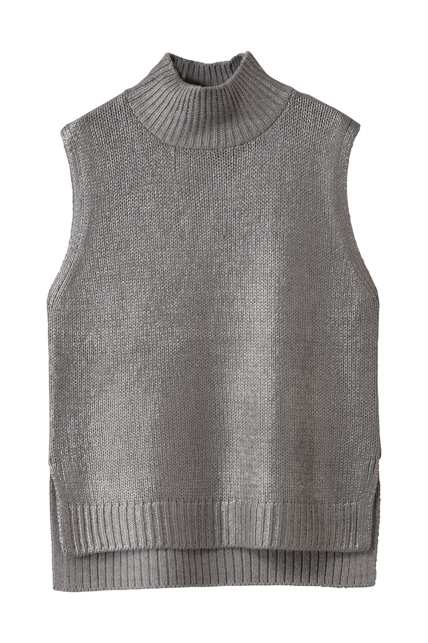 mizuiro ind foil printing high neck vest ベスト (gray, F) ミズイロインド ELLE SHOP mizuiro ind foil printing high neck vest ベスト (gray, F) ミズイロインド ELLE SHOP