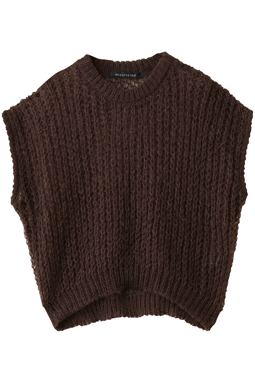 mizuiro ind hairly cocoon wide vest ベスト (brown, F) ミズイロインド ELLE SHOP mizuiro ind hairly cocoon wide vest ベスト (brown, F) ミズイロインド ELLE SHOP