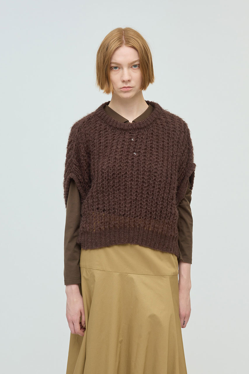 mizuiro ind(ミズイロインド)｜ヘアリーコクーンワイドベスト/brown の