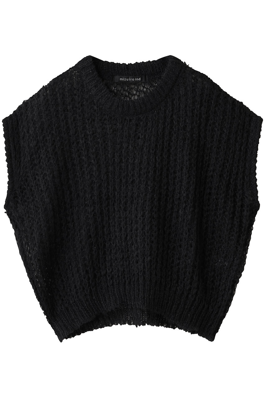 mizuiro ind hairly cocoon wide vest ベスト (black, F) ミズイロインド ELLE SHOP mizuiro ind hairly cocoon wide vest ベスト (black, F) ミズイロインド ELLE SHOP