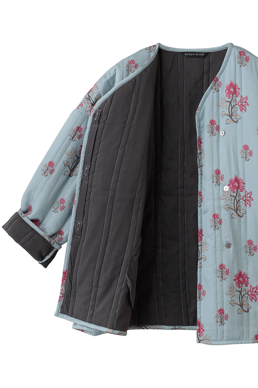 mizuiro ind(ミズイロインド)｜プリントキルティングジャケット/ivory