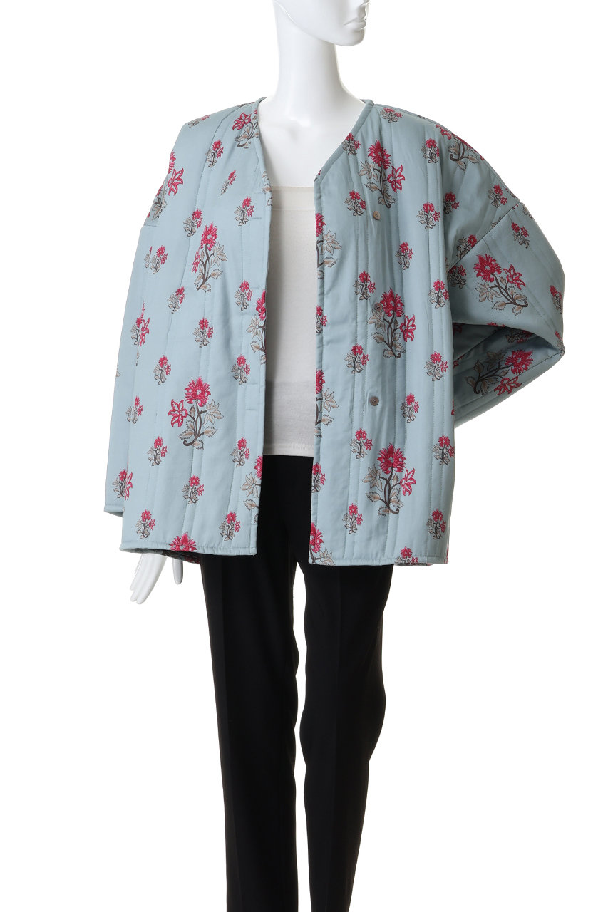 mizuiro ind(ミズイロインド)｜プリントキルティングジャケット/ivory