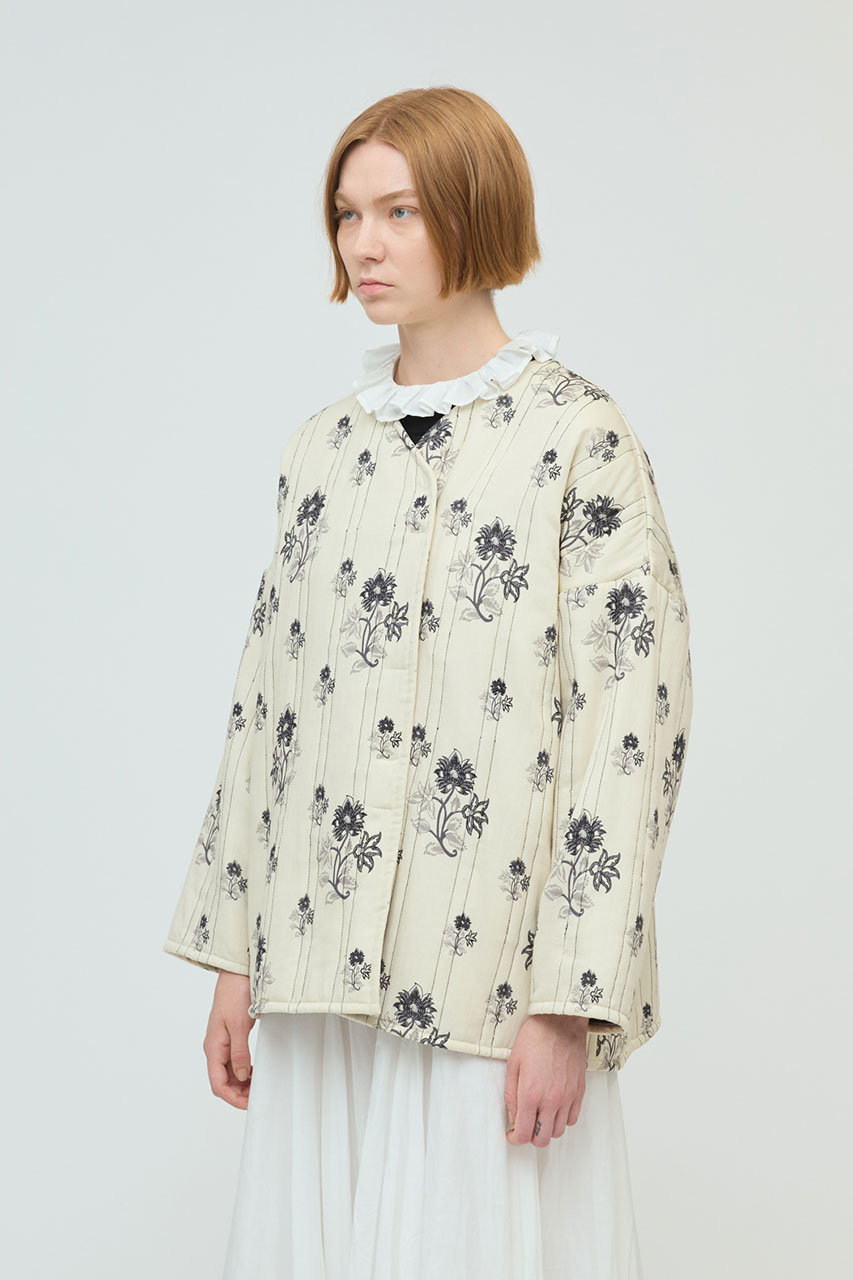 mizuiro ind(ミズイロインド)｜プリントキルティングジャケット/ivory